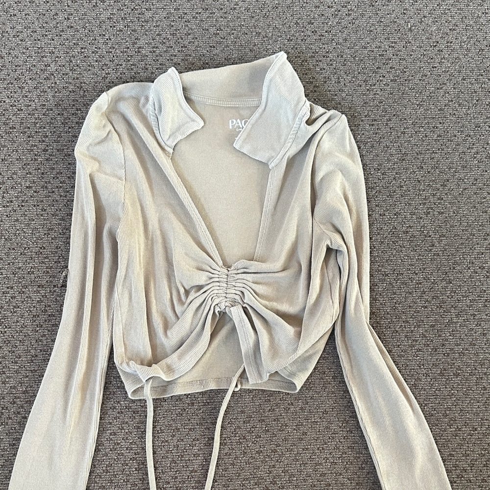 PacSun Light Beige Ruched Blouse
